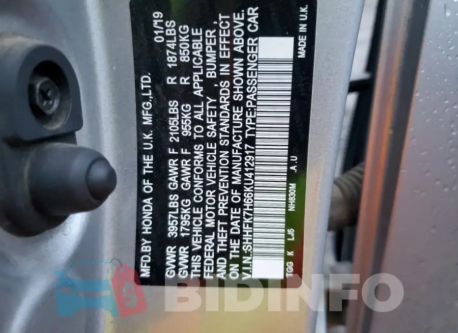 SHHFK7H66KU412917 Photo# 12