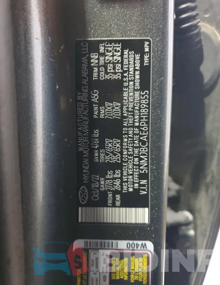 5NMJBCAE6PH189855 Photo# 14