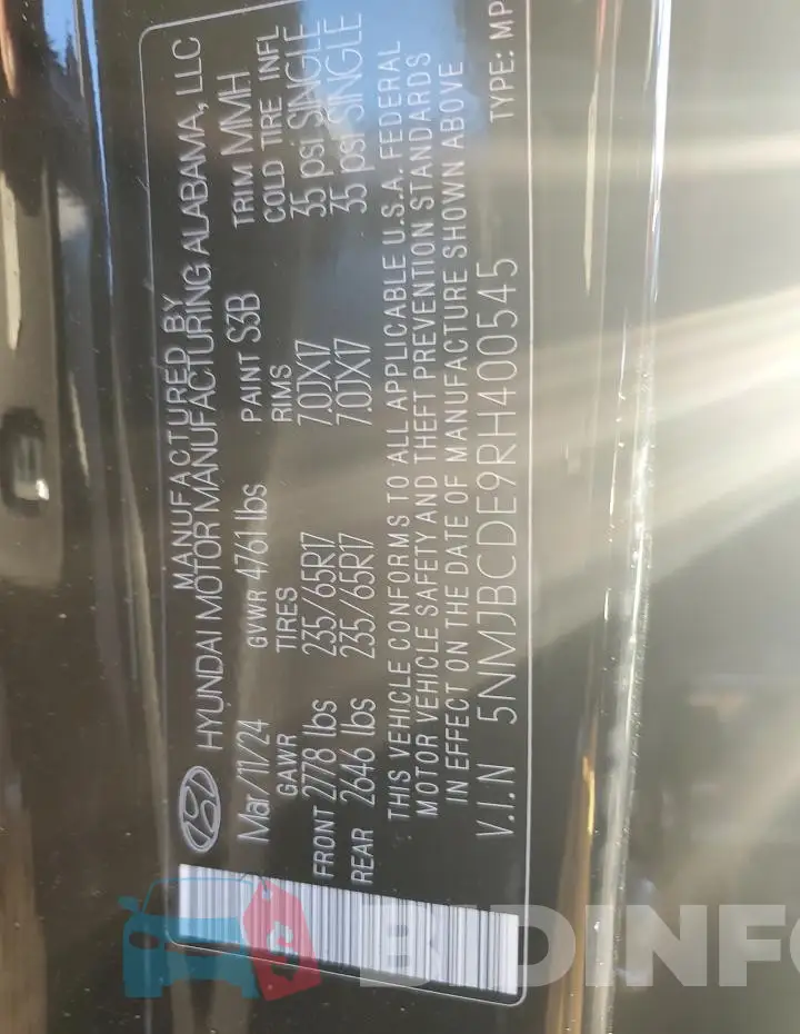 5NMJBCDE9RH400545 Photo# 14