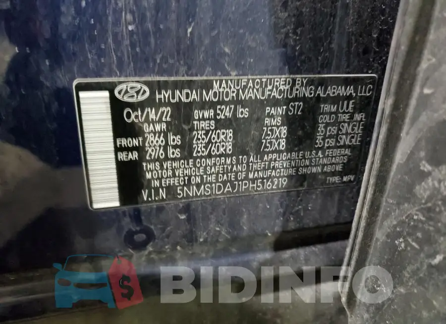 5NMS1DAJ1PH516219 Photo# 14