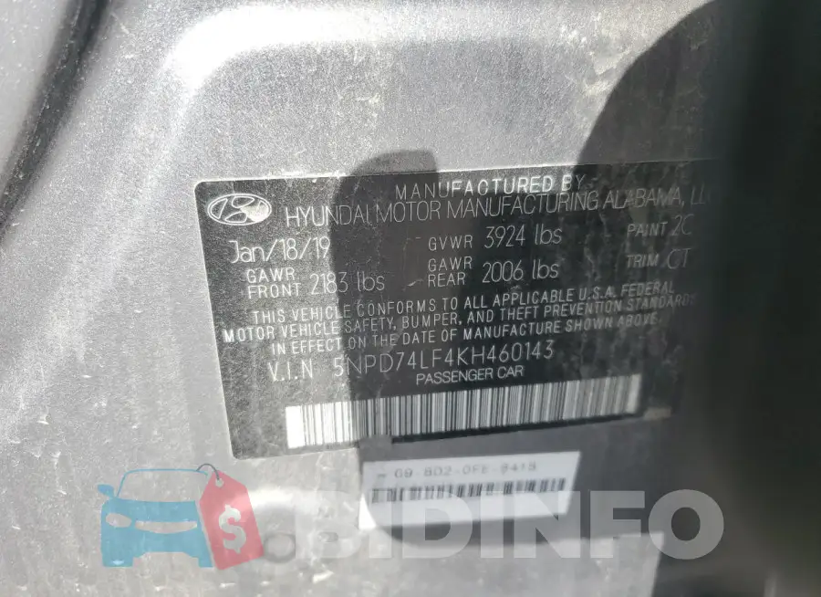 5NPD74LF4KH460143 Photo# 13