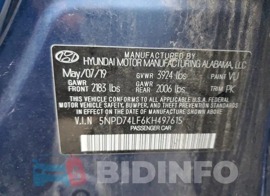 5NPD74LF6KH497615 Photo# 12