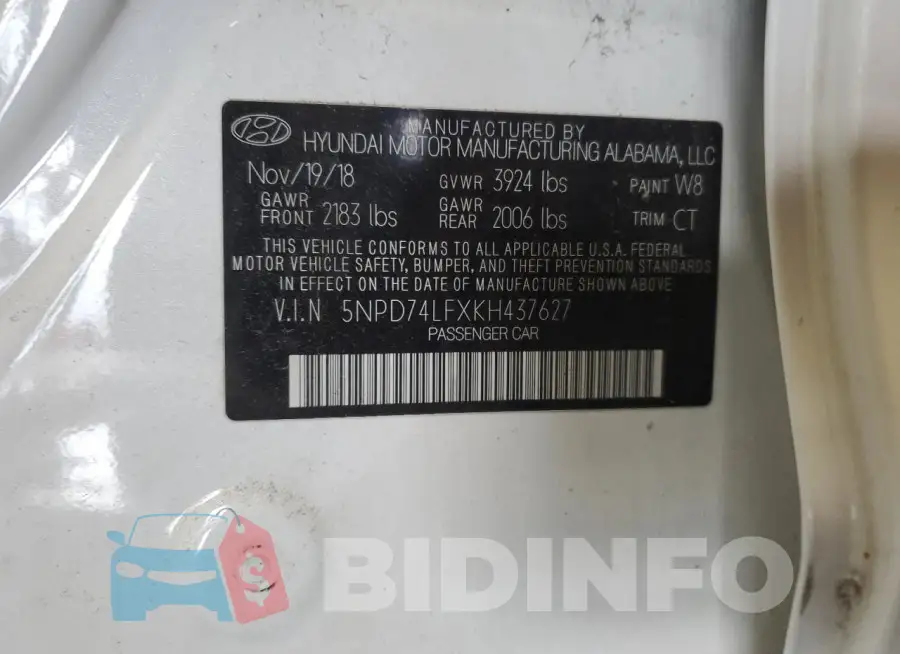 5NPD74LFXKH437627 Photo# 12
