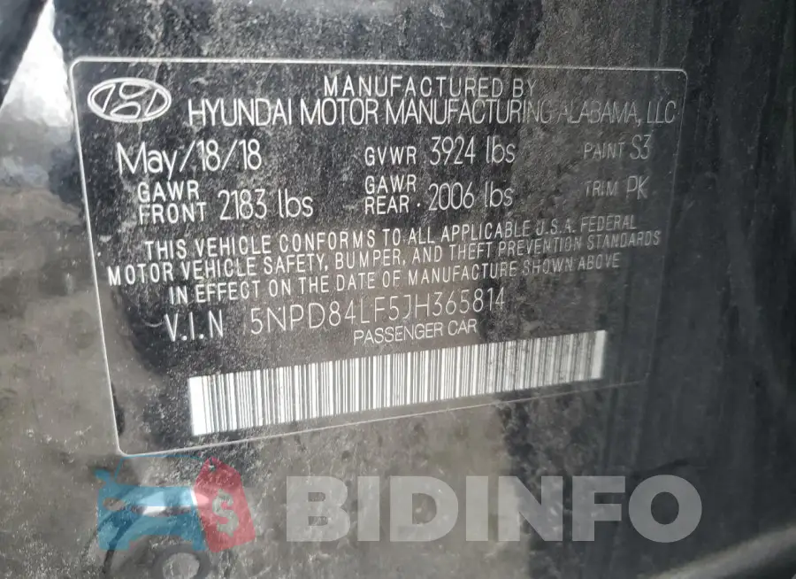 5NPD84LF5JH365814 Photo# 12