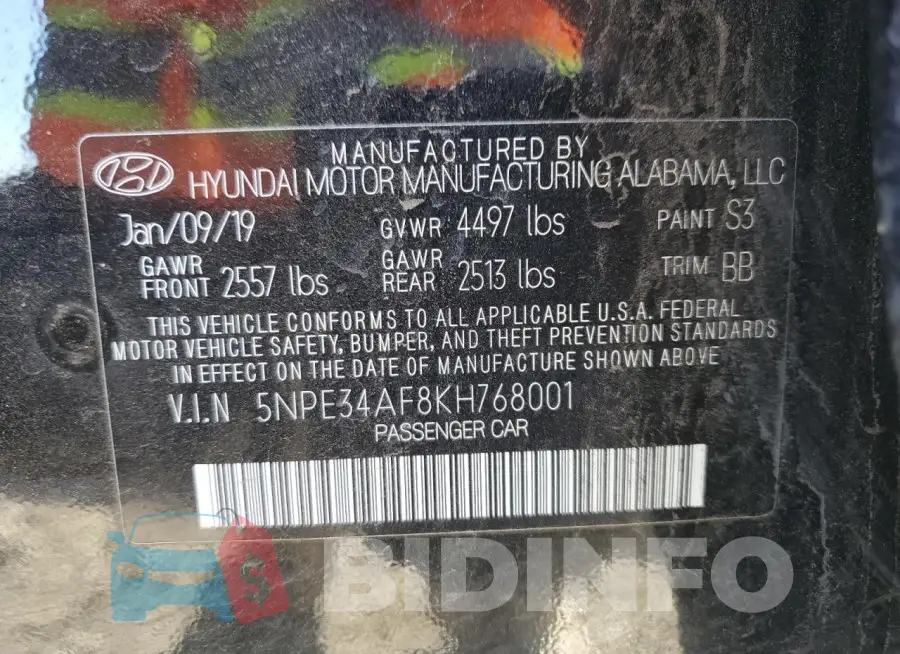 5NPE34AF8KH768001 Photo# 12