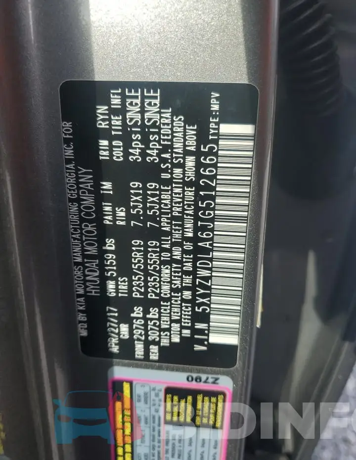 5XYZWDLA6JG512665 Photo# 14