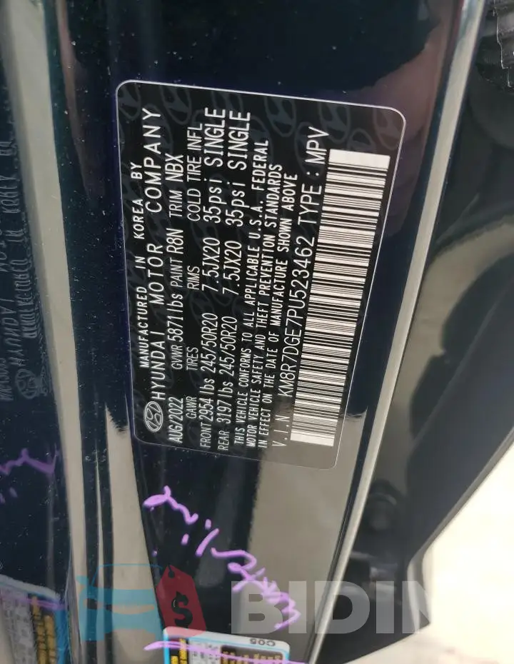 KM8R7DGE7PU523462 Photo# 13