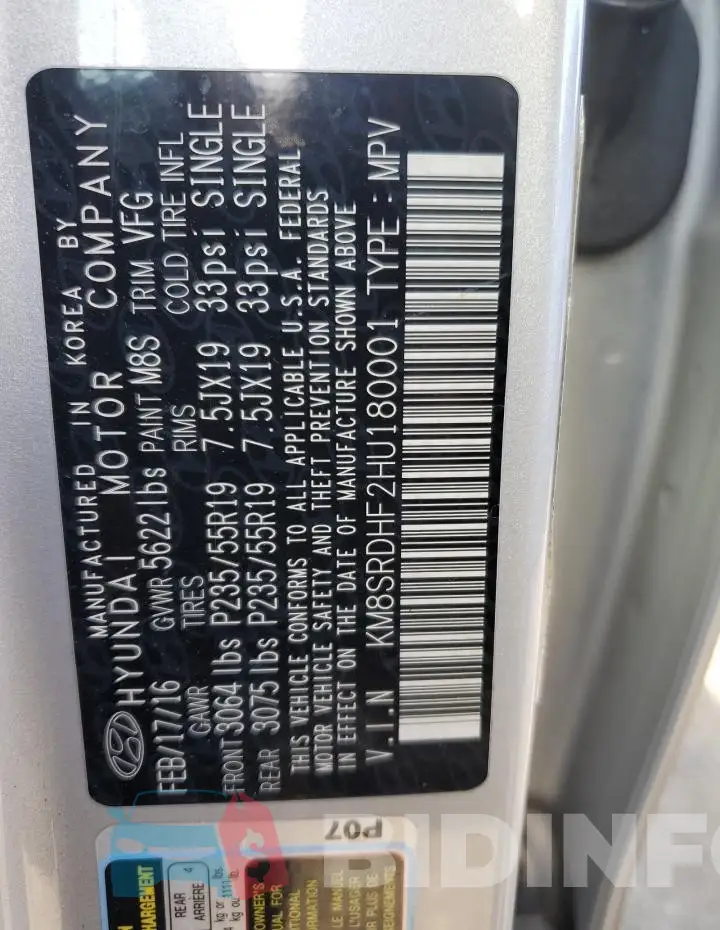 KM8SRDHF2HU180001 Photo# 13