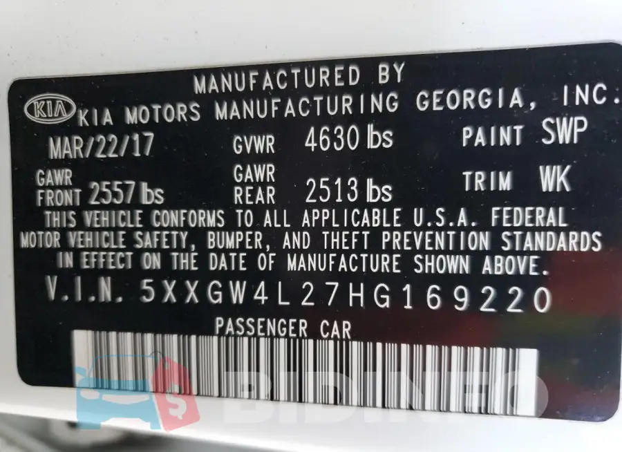 5XXGW4L27HG169220 Photo# 12