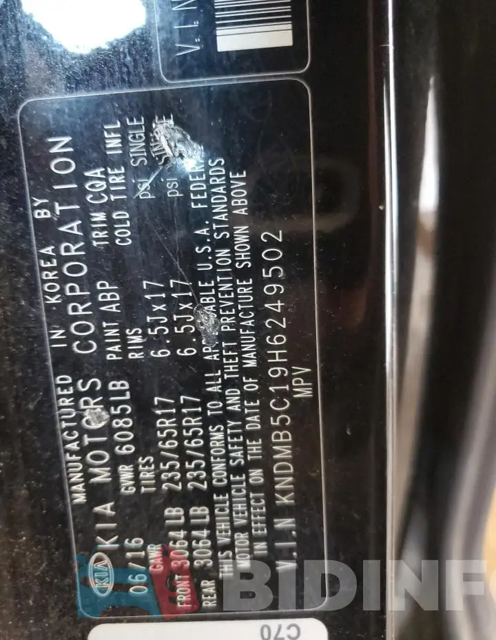 KNDMB5C19H6249502 Photo# 13