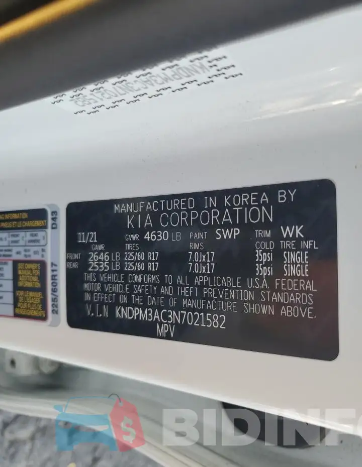 KNDPM3AC3N7021582 Photo# 13