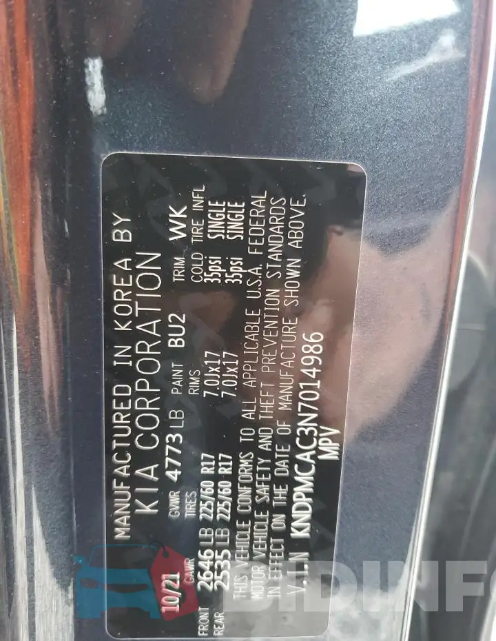 KNDPMCAC3N7014986 Photo# 13