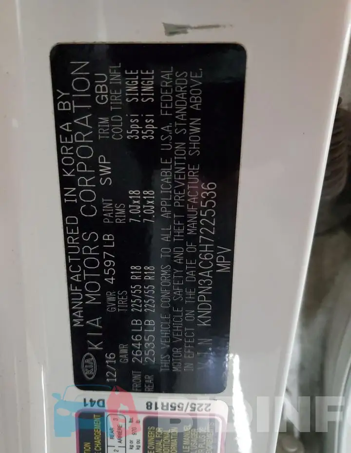 KNDPN3AC6H7225536 Photo# 13