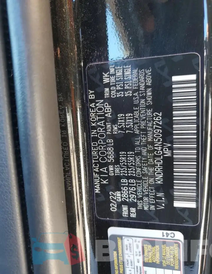 KNDRHDLG4N5097262 Photo# 13
