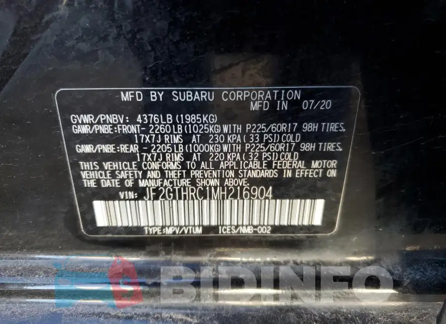 JF2GTHRC1MH216904 Photo# 12