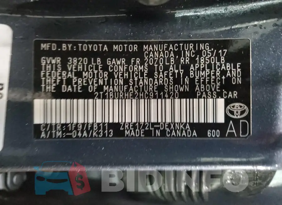 2T1BURHE2HC911420 Photo# 12