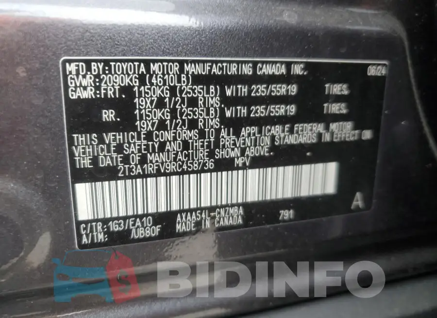2T3A1RFV9RC458736 Photo# 13