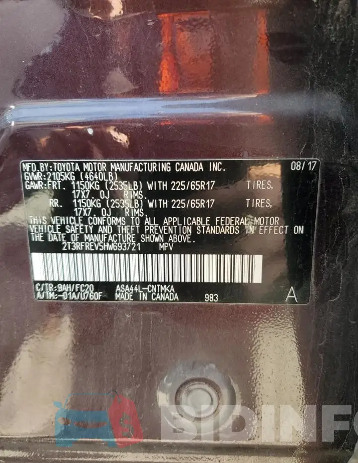 2T3RFREV5HW693721 Photo# 13