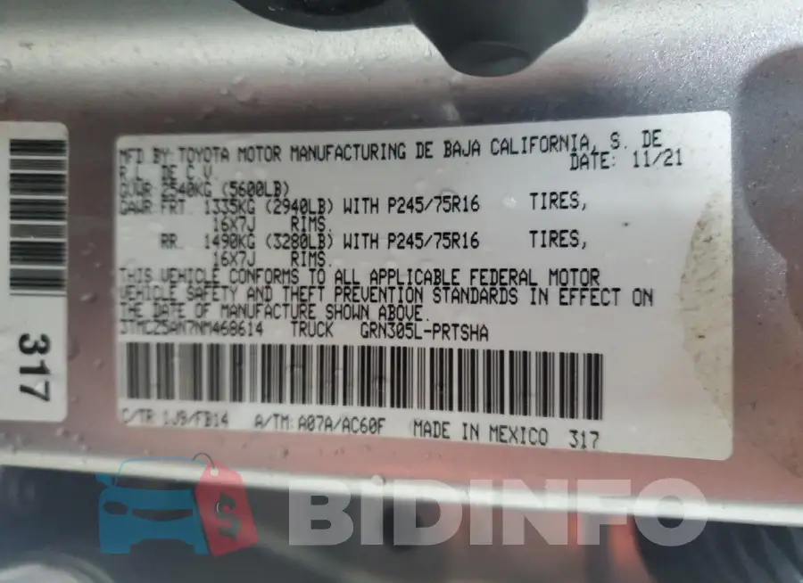 3TMCZ5AN7NM468614 Photo# 13