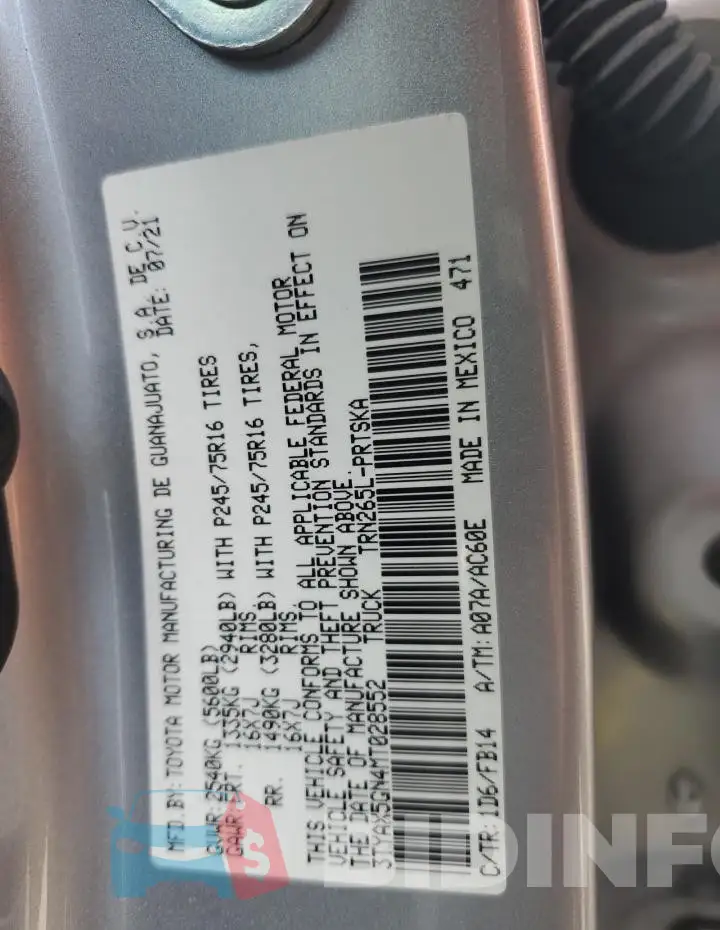 3TYAX5GN4MT028552 Photo# 12