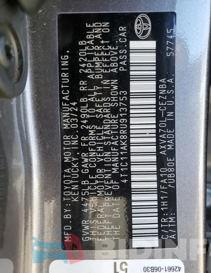 4T1C11AK8RU913753 Photo# 12
