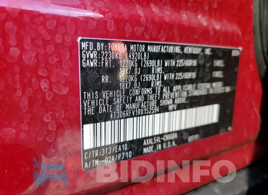 4T3D6RFV1RU152594 Photo# 13