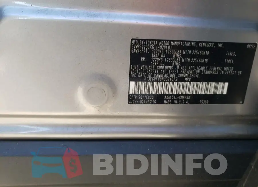 4T3E6RFV0NU094573 Photo# 14