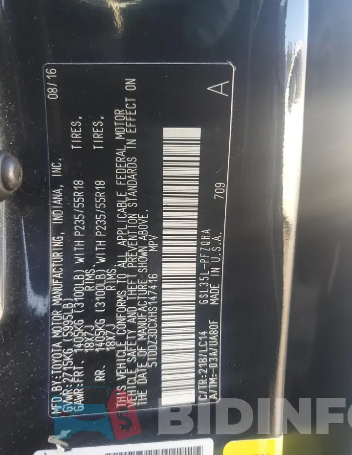 5TDDZ3DCXHS147416 Photo# 14
