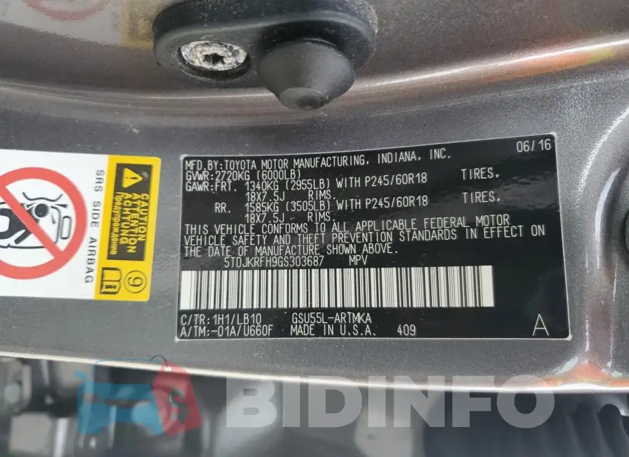 5TDJKRFH9GS303687 Photo# 14