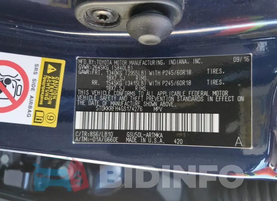 5TDKKRFH4GS174276 Photo# 14