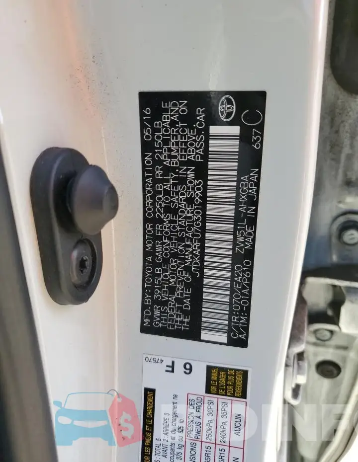 JTDKARFU7G3019903 Photo# 12