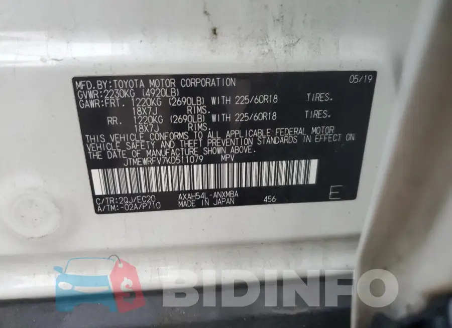 JTMEWRFV7KD511079 Photo# 13