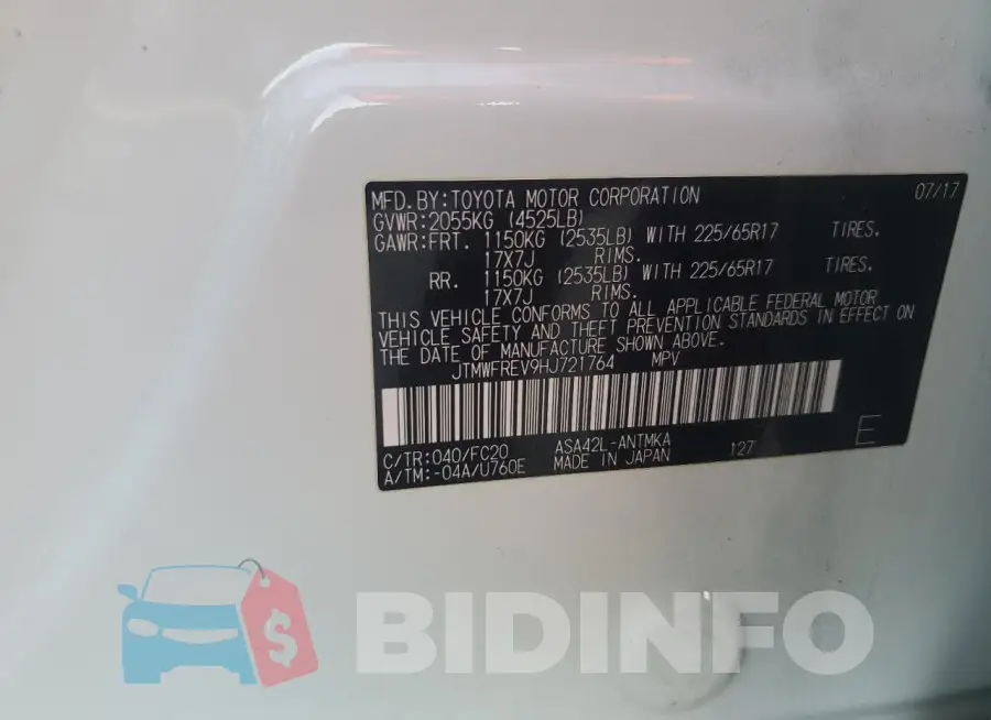 JTMWFREV9HJ721764 Photo# 14