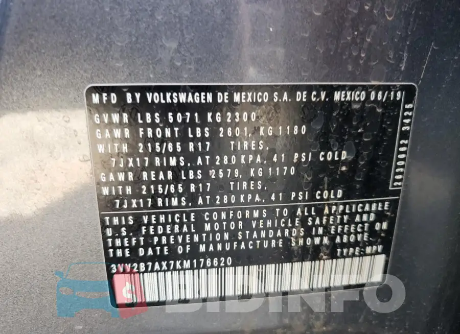 3VV2B7AX7KM176620 Photo# 12