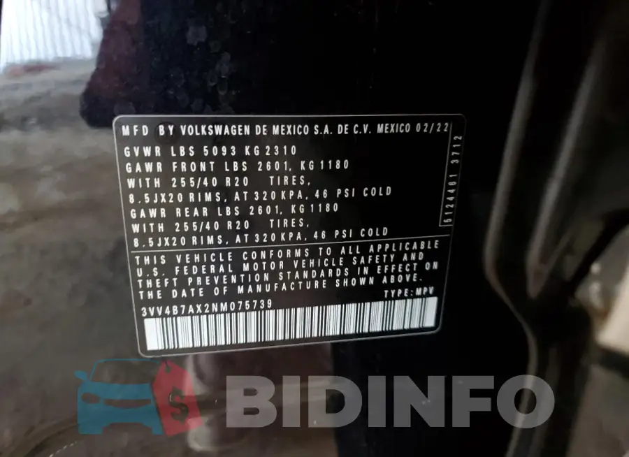 3VV4B7AX2NM075739 Photo# 13