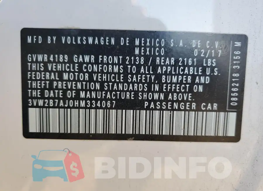 3VW2B7AJ0HM334067 Photo# 12