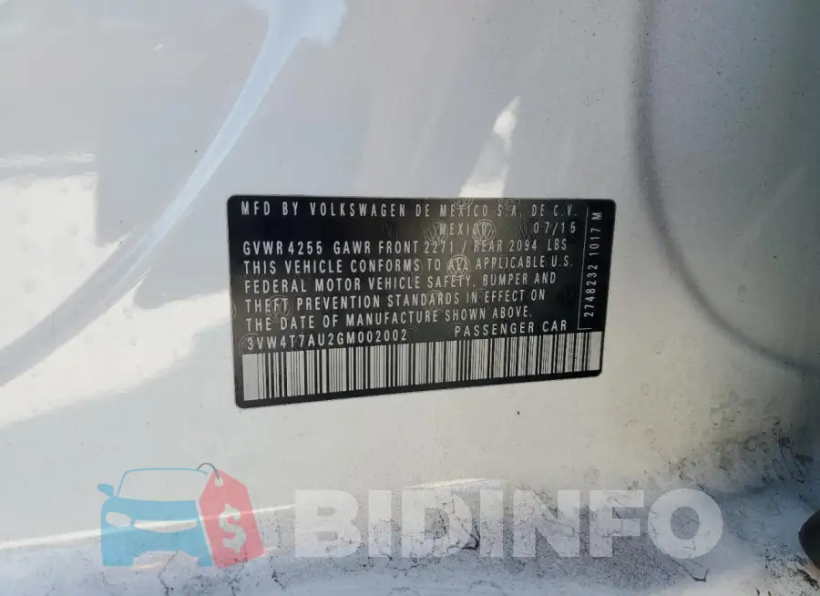 3VW4T7AU2GM002002 Photo# 13