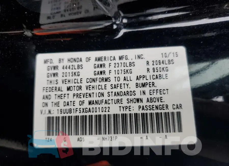 19UUB1F5XGA001022 Photo# 12