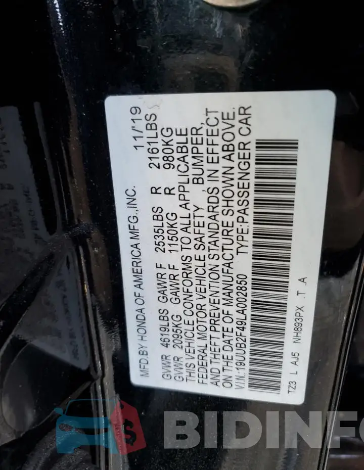 19UUB2F49LA002850 Photo# 12