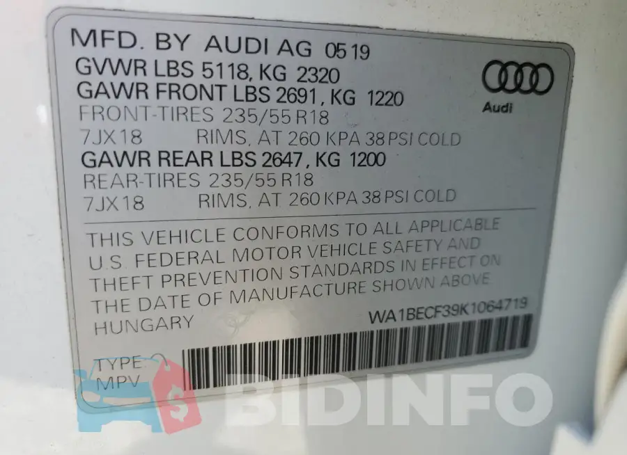 WA1BECF39K1064719 Photo# 13