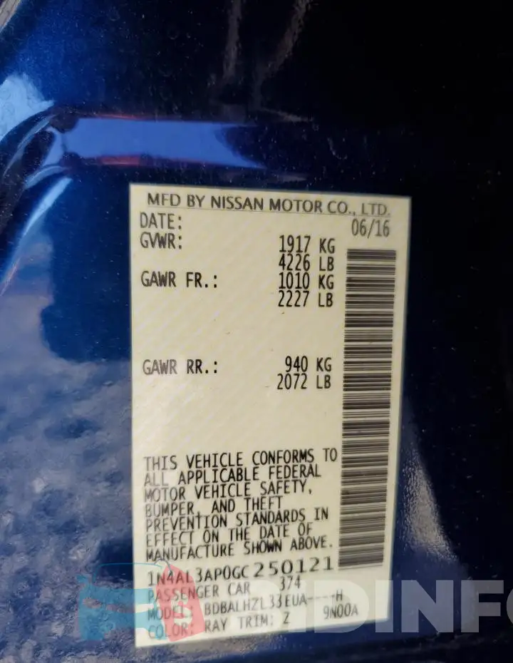 1N4AL3AP0GC250121 Photo# 12