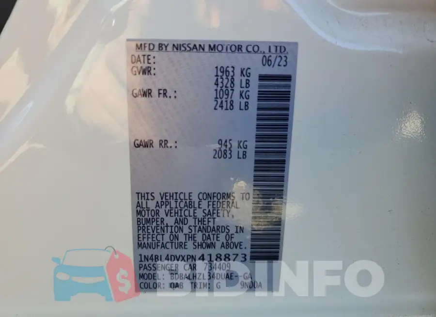 1N4BL4DVXPN418873 Photo# 13