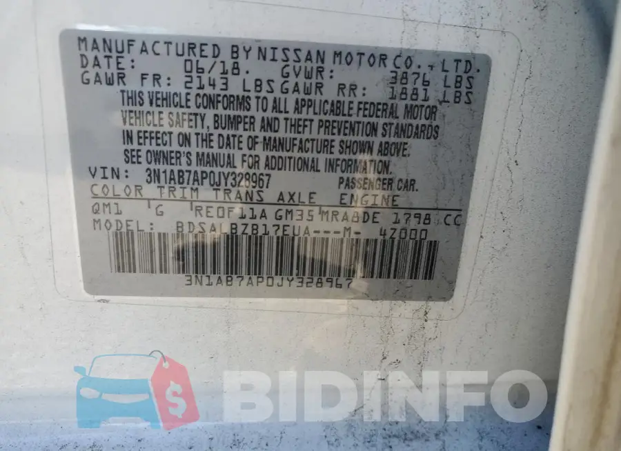 3N1AB7AP0JY328967 Photo# 12