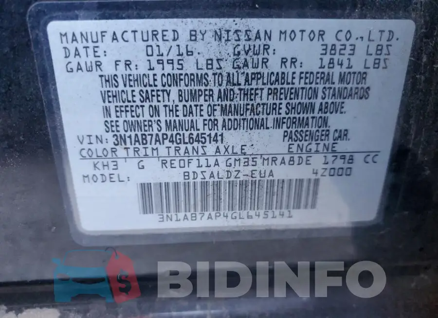 3N1AB7AP4GL645141 Photo# 13
