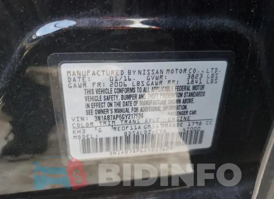 3N1AB7AP6GY217624 Photo# 13