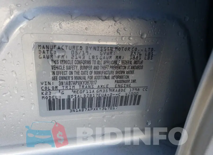 3N1AB7APXKY367017 Photo# 12