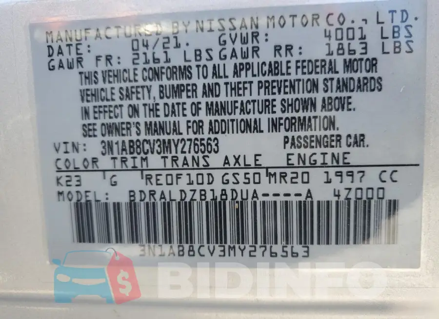 3N1AB8CV3MY276563 Photo# 12