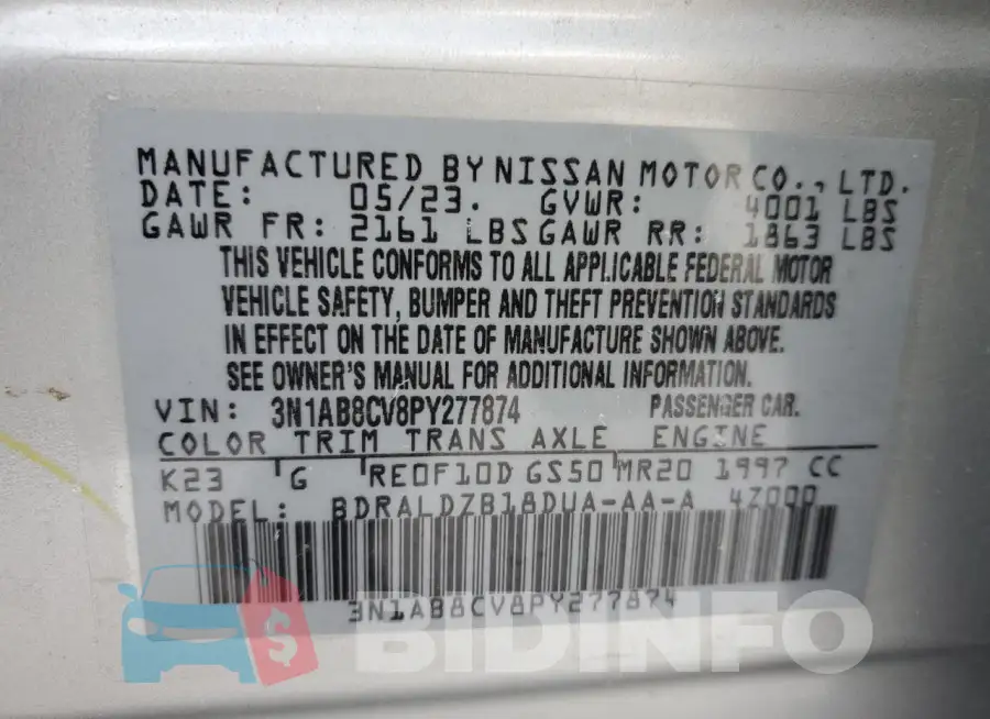 3N1AB8CV8PY277874 Photo# 13