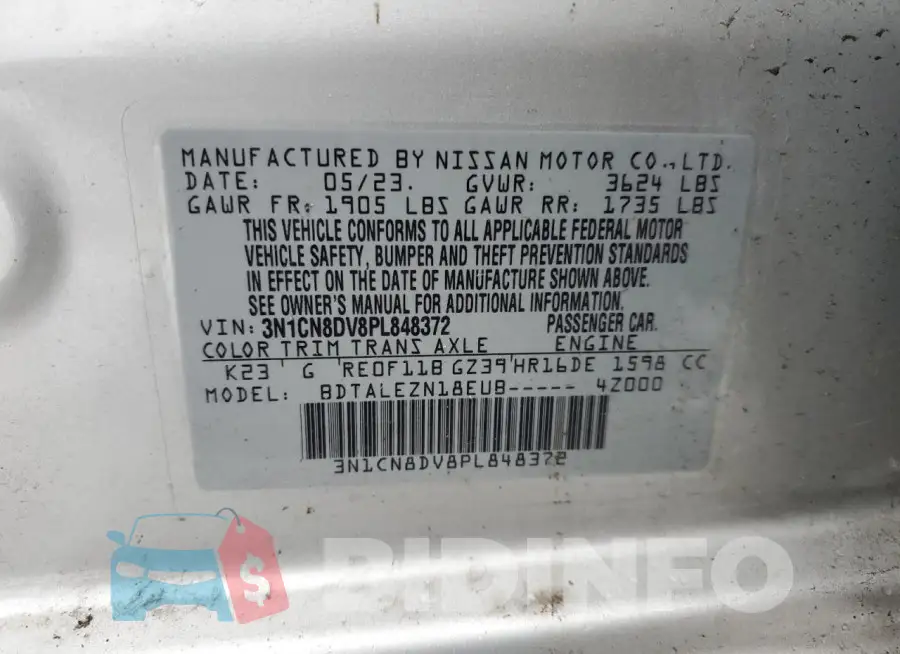 3N1CN8DV8PL848372 Photo# 13