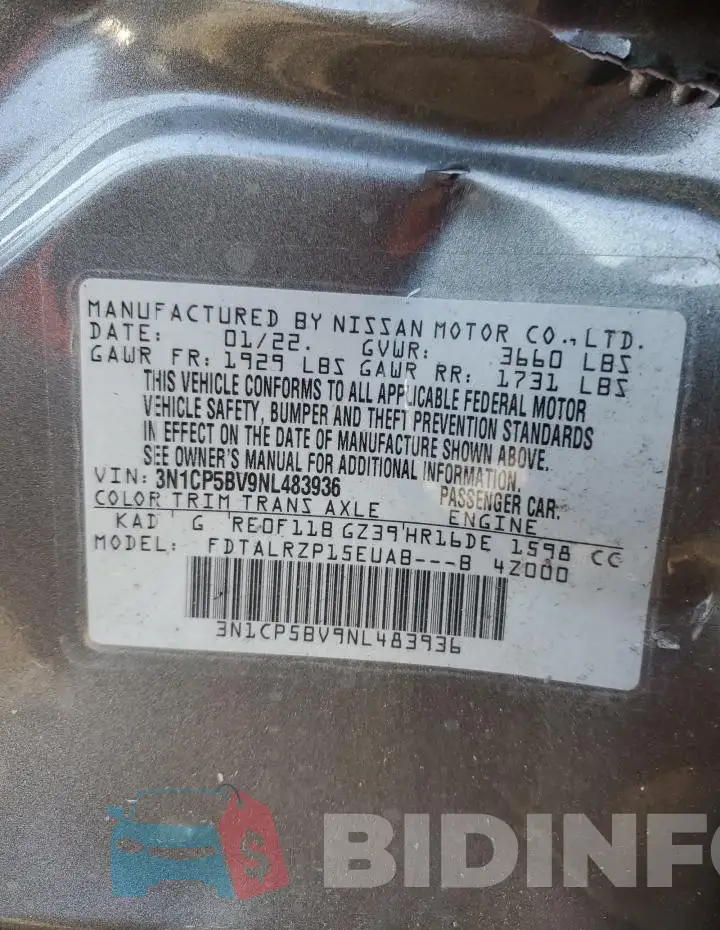 3N1CP5BV9NL483936 Photo# 13
